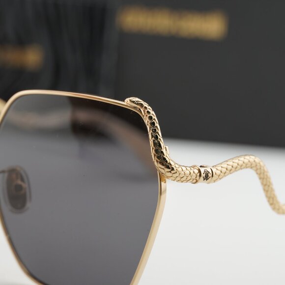 Roberto Cavalli SRC035M 0300 Geometric Sunglasses - Gold/Grey